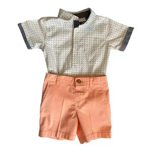 #322, Ben Sherman Blue Patterned Shirt and Carters peach shorts
